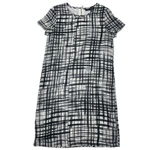 Alison Andrews Black White Short Sleeve Dress Zippered Back Lined Sz XS